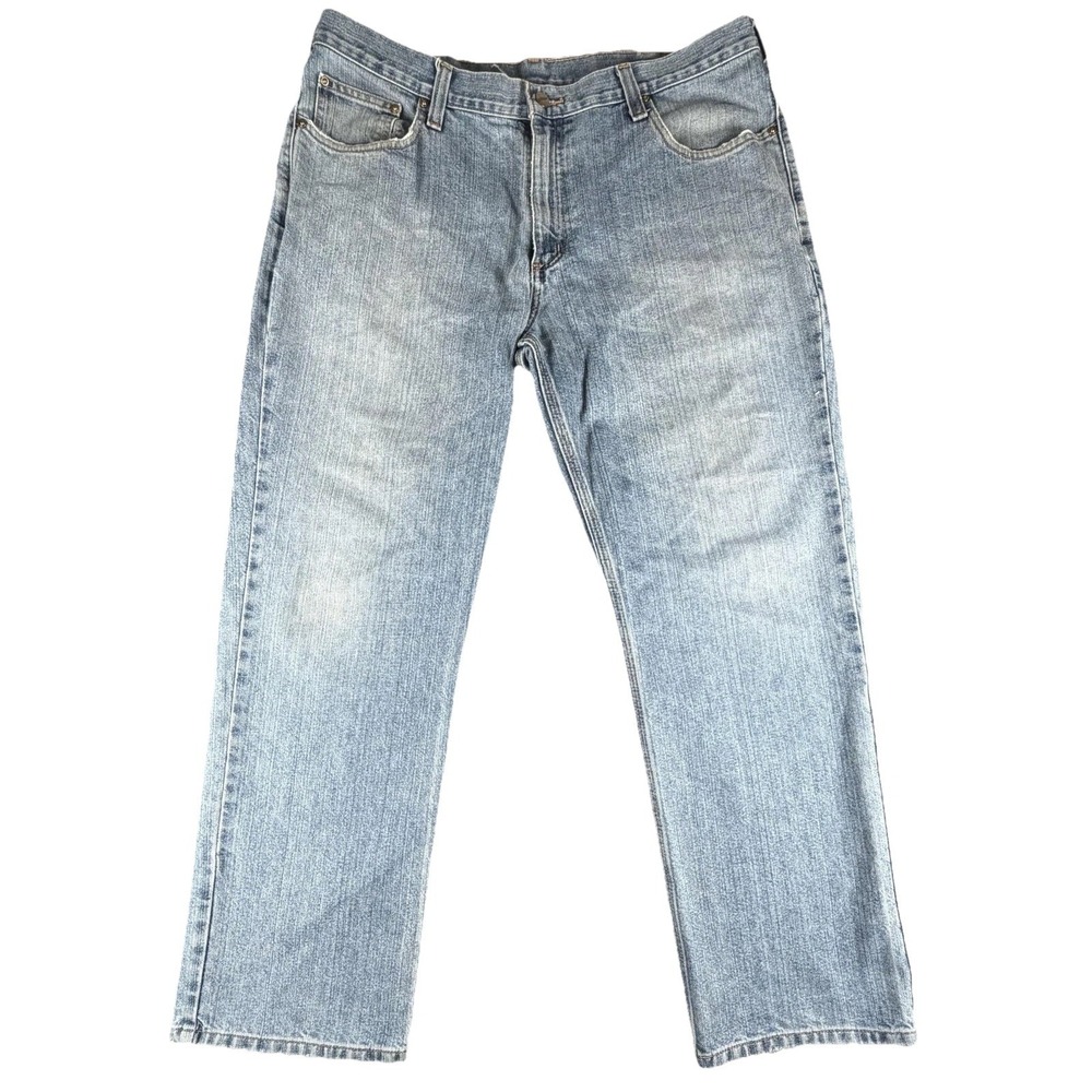 Carhartt Jeans Mens 38x30 Light Wash Blue Relaxed Straight Denim Distressed